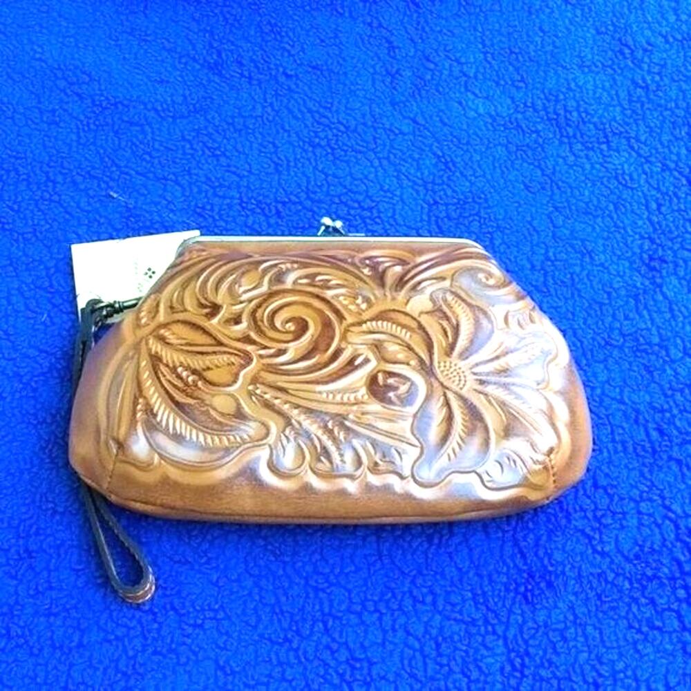 Patricia Nash Womens Burnished Tooled Clutch Wristlet Wallet 9" x 6". NWT